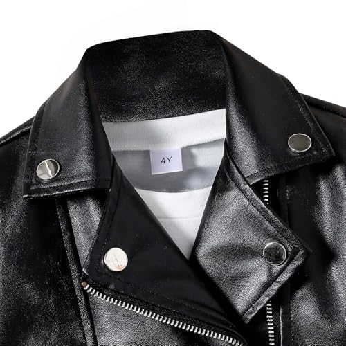 Toddler Girls Motorcycle Leather Jacket - A Piece of Zipper Black Coat Jacket - Cool Girls Outwear Tops for Kids2