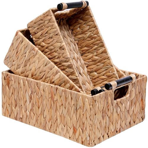 Wicker-Storage-Basket-Shelf-Bakets-Hand-Woven-Water-Hyacinth-Woven-Storage-Basket-with-Wooden-HandlesNested-Organizer-Container-with-Built-In-Carry-Handles3-Pack Wicker Storage Basket Shelf Bakets Hand Woven Water Hyacinth Woven Storage Basket with Wooden HandlesNested Organizer Container with Built In Carry Handles3 Pack