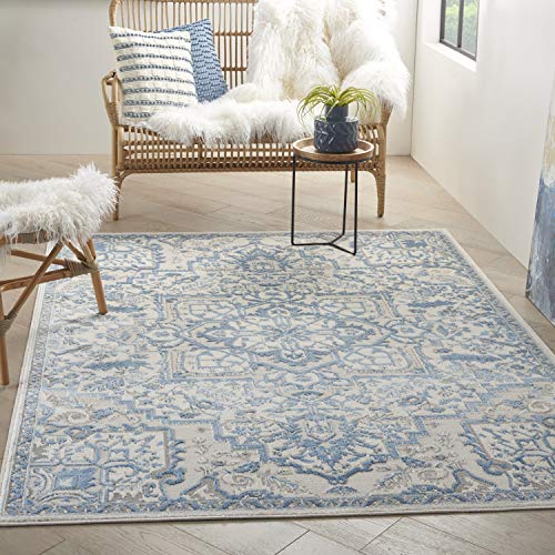 Nourison Home Elation Ivory Blue 5'3" x 7'3" Tapete Decorativo miniatura 1