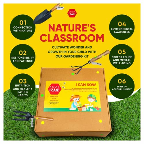 Mom I Can- The Gardening Kit | Gardening Tools Kit for Kids | for Home Garden | for Watering | for Gift | Seeds for Gardening | Gardening Kit for Kids | for Home Garden Full Set