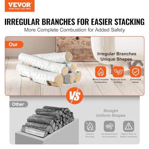 VEVOR 6er-Set Keramikholz Dekoholz aus Keramikfaser Deko Kaminholz Max. Betriebstemperatur bei 1000 ℃ Birkenholz-Aussehen ca. 97-103mm lang Keramik-Dekorations-Holzscheite für Bioethanol-Öfen