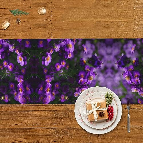 Chemin de table rustique aux fleurs violettes, l'excellence du linge décoratif - 4