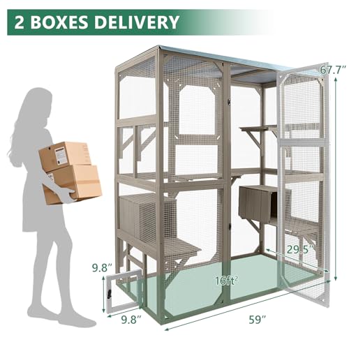 Image of Outdoor Cat Enclosure, Walk-in Catio with Window Access