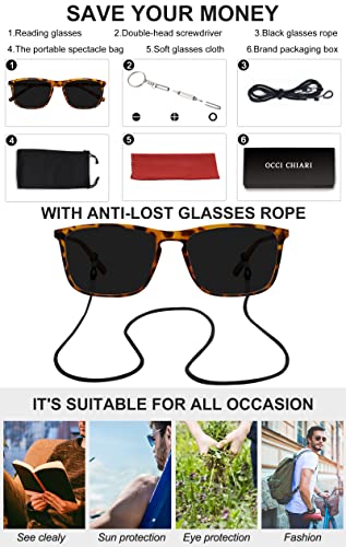 Image of OCCI CHIARI Reading Sunglasses for Men Wide Sun Glasses Readers 2.75 Outdoor UV400(1.0 1.25 1.5 1.75 2.0 2.25 2.5 2.75 3.0 3.5)