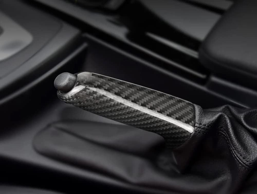 iJDMTOY Carbon Fiber Pattern ABS Plastic Handbrake Handle Grip Replacement Compatible With BMW 1 2 3 4 5 Series X1 X3 Z4, Also Universal Fit For Many Other Vehicles