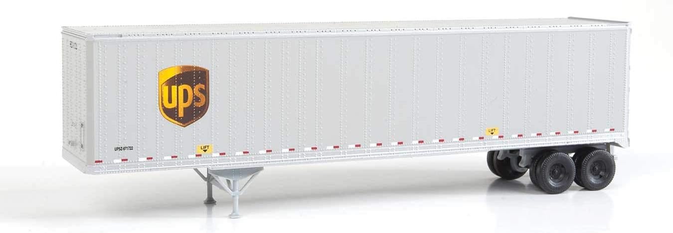 45' Stoughton Trailer 2-Pack - Assembled -- United Parcel Service (Modern Shield Logo, gray, brown, yellow)