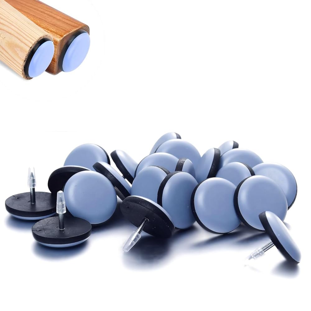 24 Pcs Furniture Slider Pads, 38mm Round Chair Leg Floor Protectors, Nail-in Covers, Easy Moving on Carpet Hardwood Tile