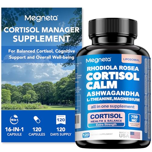 Cortisol Balance & Sleep Support for Women & Men – Natural Calm Formula with Magnesium, Ashwagandha & L-Theanine – Supports Restful Sleep, Relaxation, Focus & Healthy Cortisol Levels – 120 Capsules