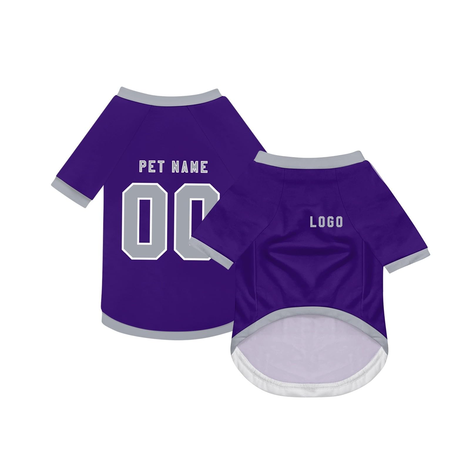 Dog Custom Football T-Shirt with Name Number or Logo ，Breathable Lightweight Polyester Doggy Tee,Sporty Pet Jersey Vest For Small, Medium & Large Dogs Clothes，Personalised Football Jersey Pet Shirt
