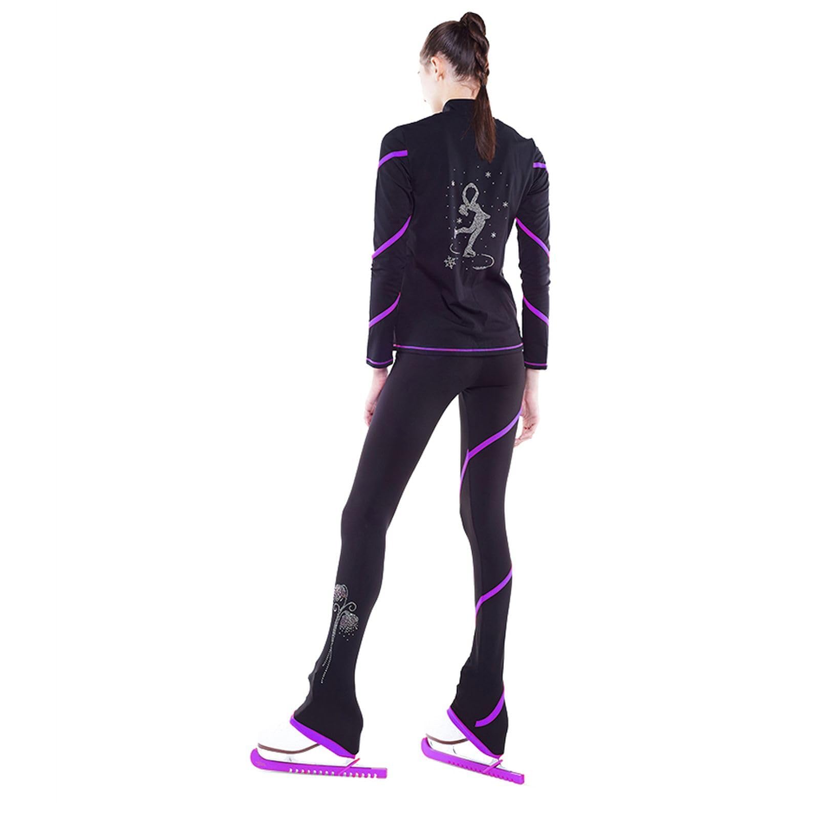 LIUHUO Veste de patin à glace, pantalon, ensemble pour fille, noir, vêtements d'entraînement,