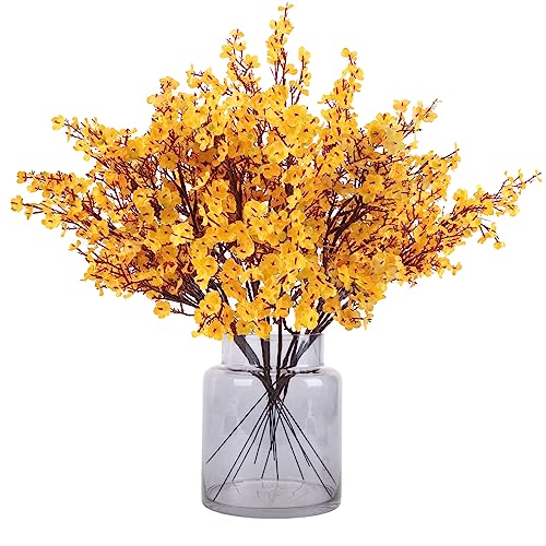 N&T NIETING 12 flores artificiales, gypsophila artificiales, para manualidades, bodas, fiestas, mesas, arreglos florales y decoración del hogar (amarillo)