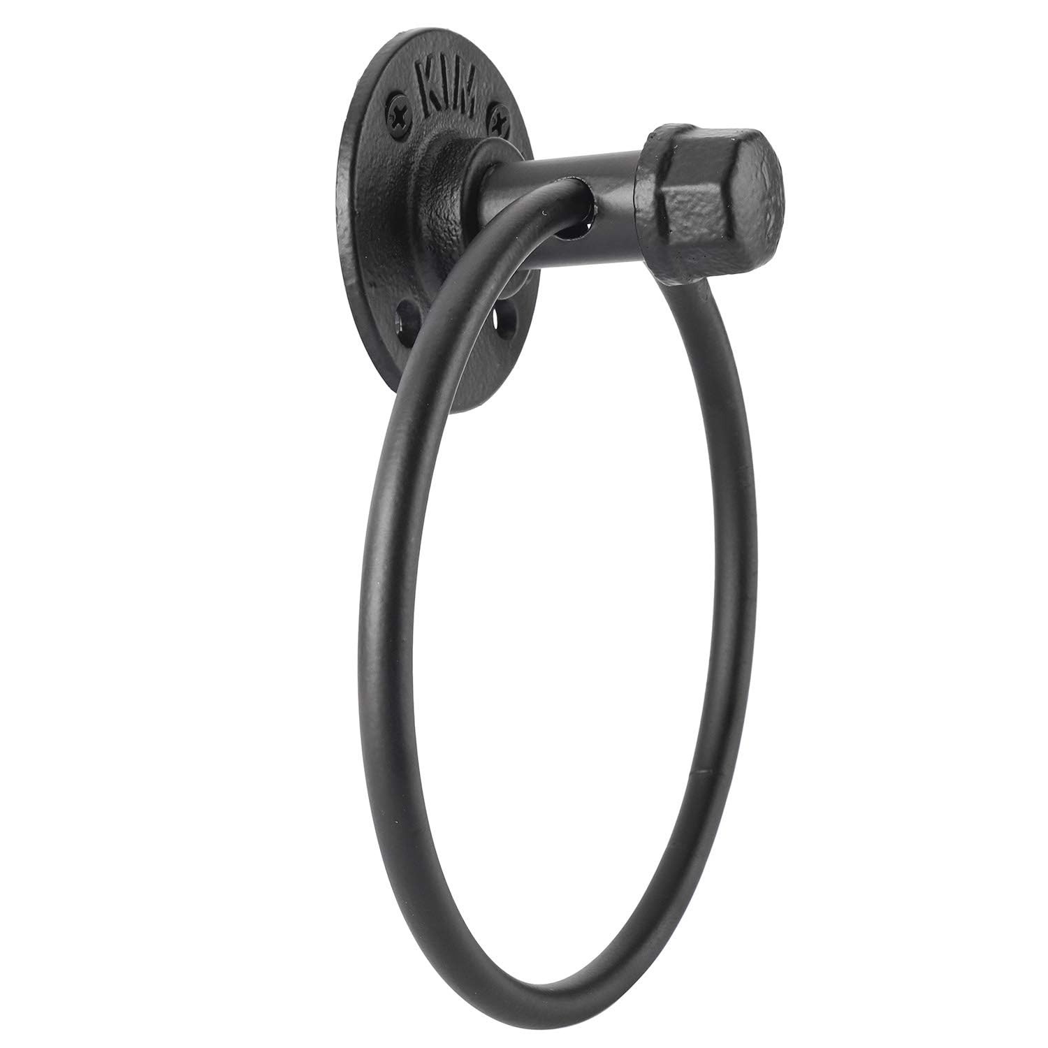 HighFree Toallero de mano de tubo industrial, soporte redondo de metal montado en la pared, anillo de toalla de mano de granja para baño, cocina, negro (2)