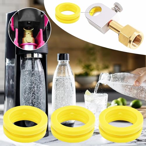 Begpoee 3 Stück Ersatzteile Dichtungsring, Hochwertige Ersatzdichtung, Ersatzteile Ersatzdichtung, Dichtungsringdichtung, Dichtung Ersatz für C02 Zylinder Flasche, Für Sodastream DUO, Terra, ART(Gelb)