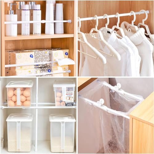 Image of Spring Tension Curtain Rods 17-28 Inch White 2 Pack | No-drill & tool-free setup. Fits windows, kitchens, doorways. Rust-resistant, great for light curtains.