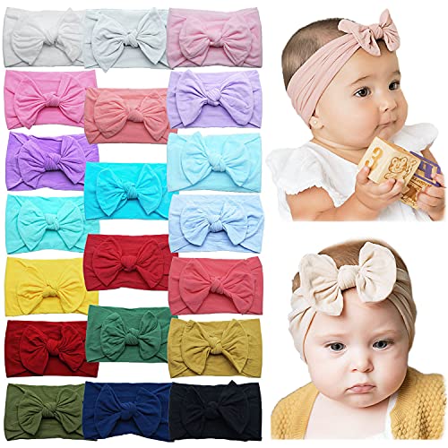 JOYOYO 20 Pcs Baby Nylon Headbands Baby Headbands for Girls Baby Turban Headbands Bowknot Headbands, Breathable Stretchy Soft Wide Headbands for Newborns, Babies, Toddlers, Little Girls Cover