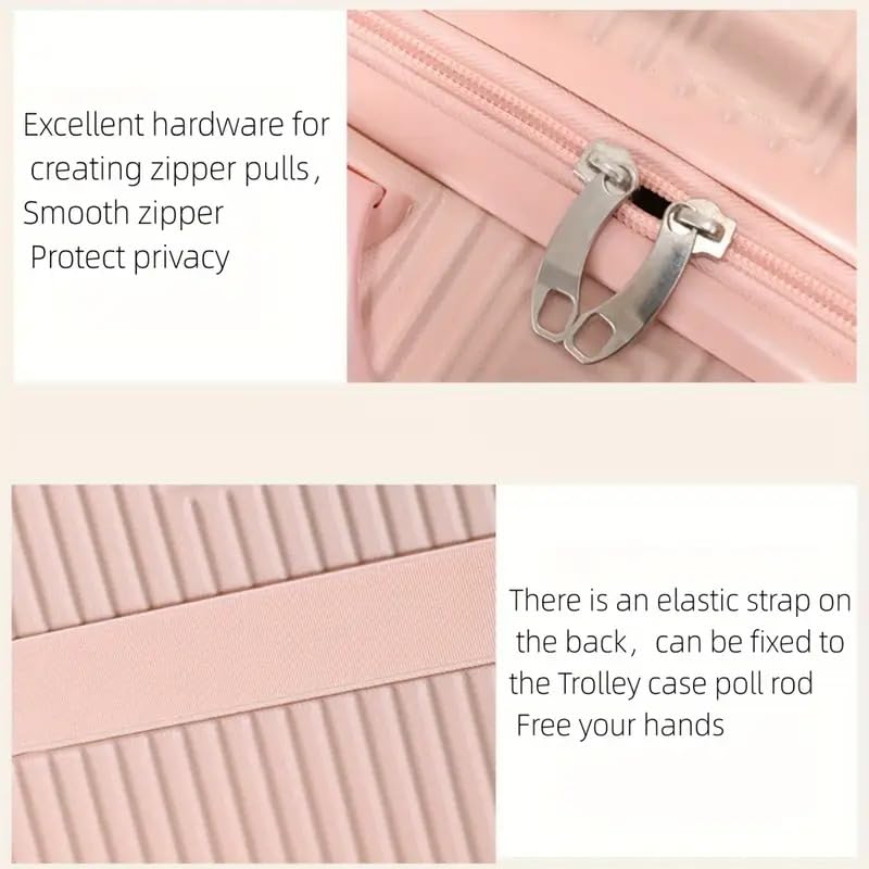 Image of Portable Hard Shell Cosmetic Travel Case, Small Travel Hand Luggage with Elastic Band, Mini ABS Carrying Makeup Case Suitcase (B-Skin)