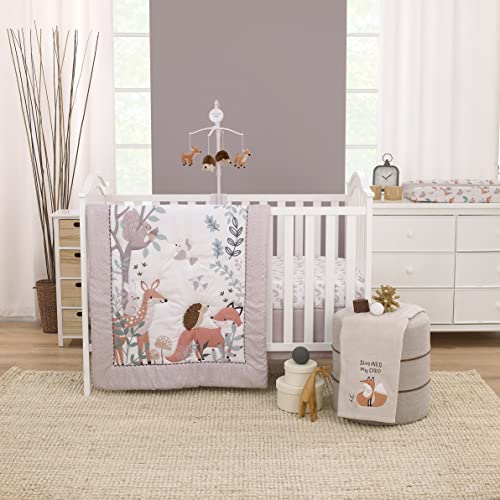 Image of Little Love by NoJo Woodland Meadow Tan, Rust, Sage and White Forest Friends Silhouette Fitted Crib Sheet