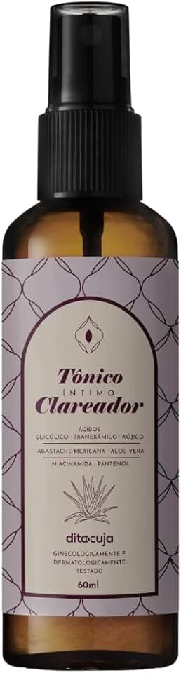 Dita Cuja Tônico Clareador Íntimo, 60ml, com Ácido Tranexâmico, Niacinamida, Ácido Kójico, Ácido Glicólico e Aloe Vera, Secagem Rápida