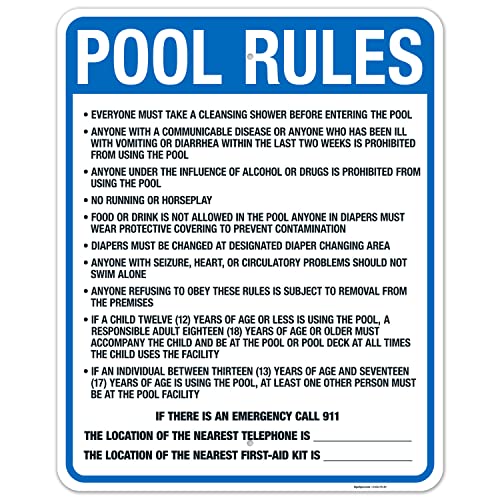 Cartel de reglas para piscina Washington aluminio 24x30 miniatura 1