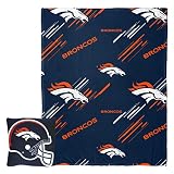NORTHWEST NFL Slashed Pillow 14X14 and Throw Blanket 40X50 Set with Back Pocket, Denver Broncos
