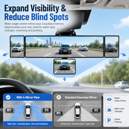 SkycropHD Wide Angle Rear View Mirror with Baby Mirror, 15”, Convex, White by SkycropHD - Used condition - Image 2