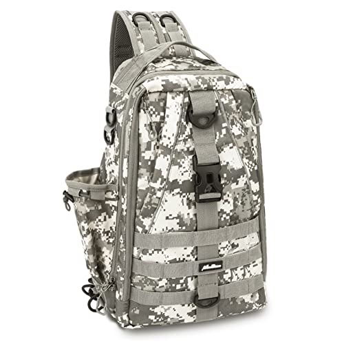 Moishow Fishing Tackle Backpack Storage Bag, Ultralight Water-Resistant Outdoor Shoulder Backpack Camo Fishing Tackle Box Bag With Rod Holder [14.9 X 9.4 X 5.1 Inch] #TOP2