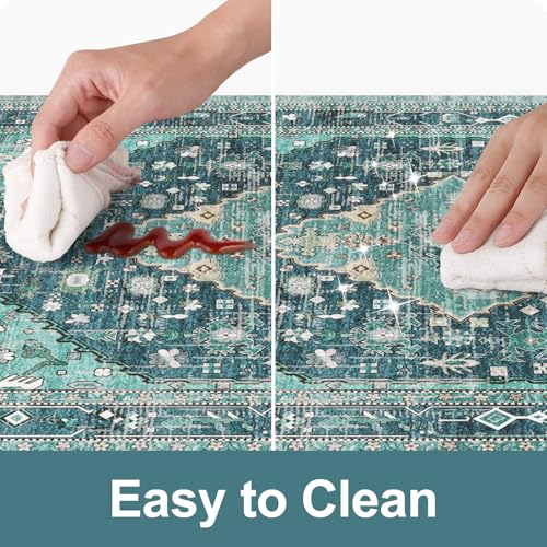 Collive Boho Teal Kitchen Rugs Sets of 2, Washable Kitchen Mats for Floor - image 6