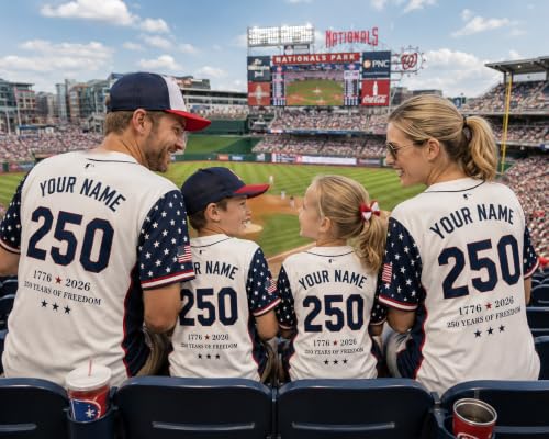 Personalized Baseball Jersey Patriotic 250th USA Stitched Print, Custom Name Number Team for Men Women Boys miniatura 3