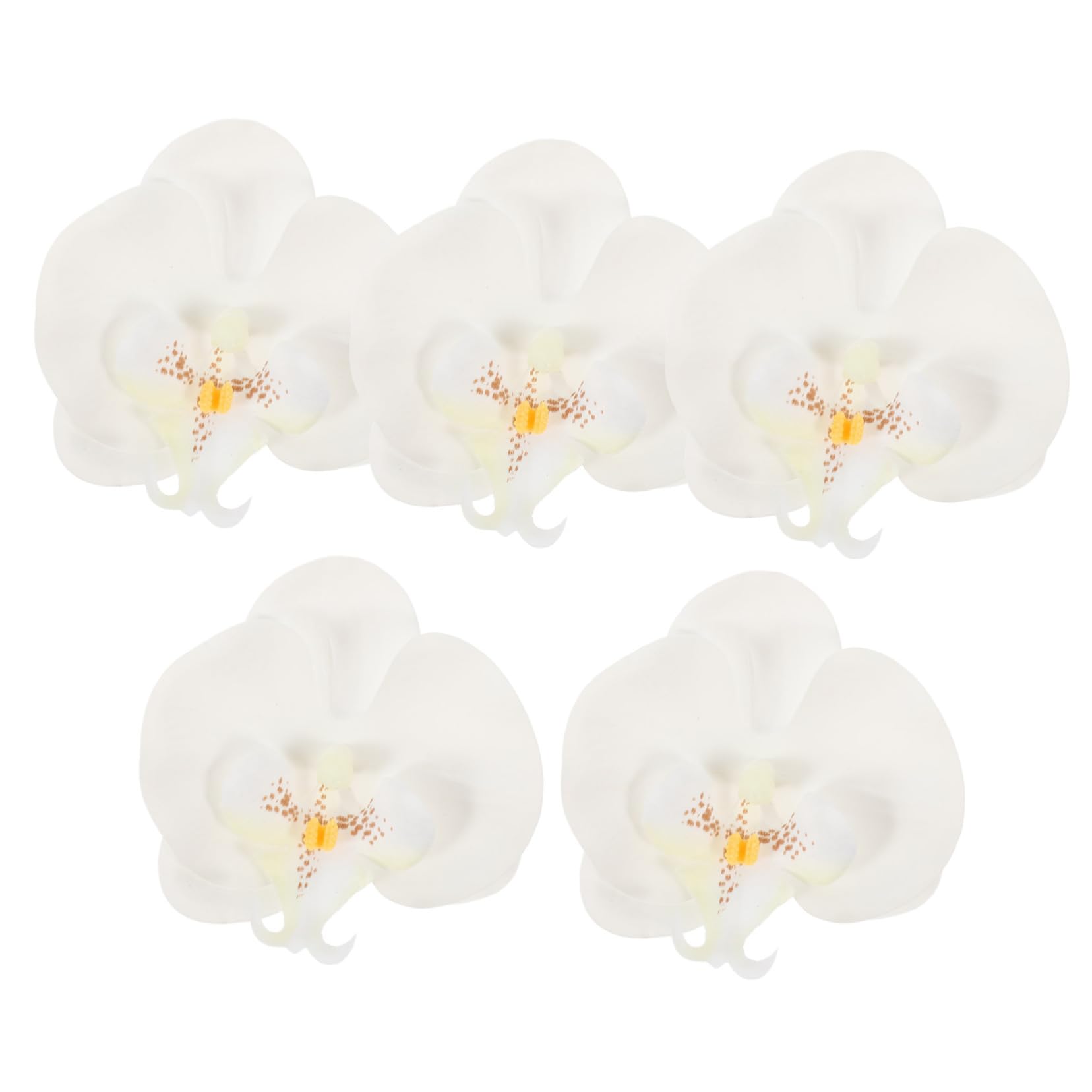 Lurrose 5pcs Phalaenopsis white Material accessories small butterfly fake flower head flower head artificial flowers flowers crafts silk flower 8 cm orchid mini artificial manual