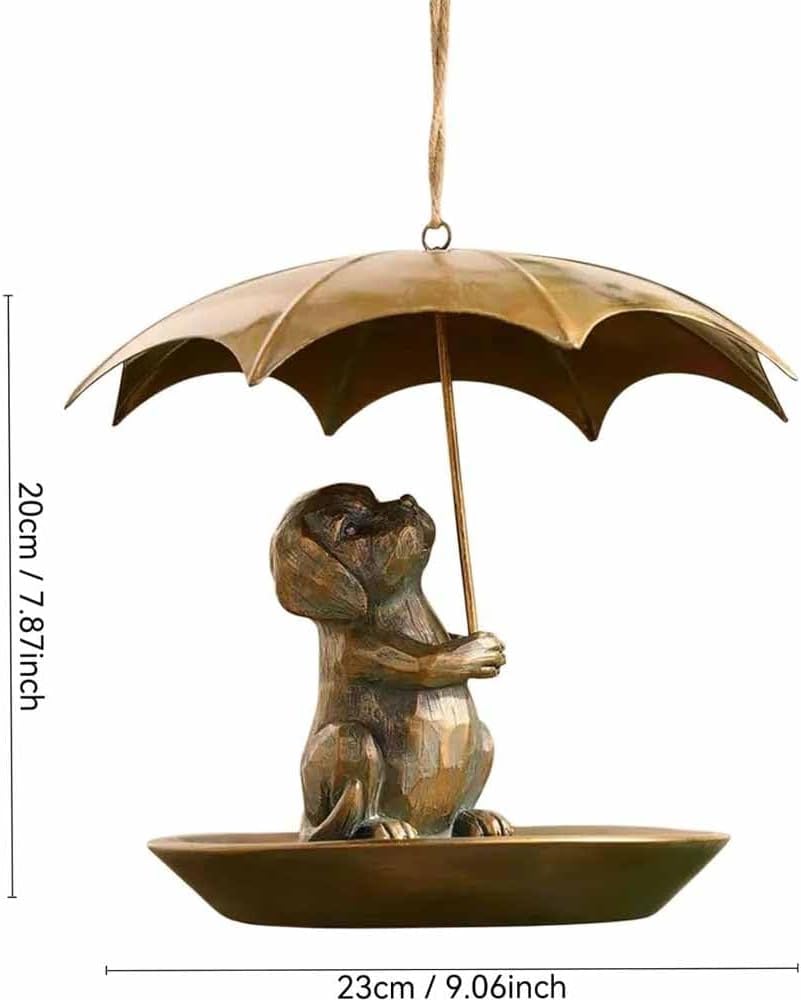 Comedero para pájaros con paraguas para ardillas, gatos y perros, comedero para pájaros para colgar al aire libre, decoración de jardín y patio