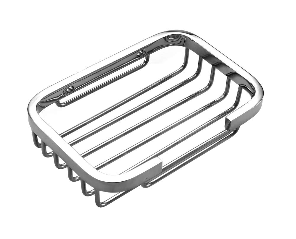 VIBORGDeluxe Solid Thick Sus304 Stainless Steel Wire Wall Mount Mounted Bathroom Bath Shower Soap Dish Holder Tray Basket (Polished Mirror-Like)
