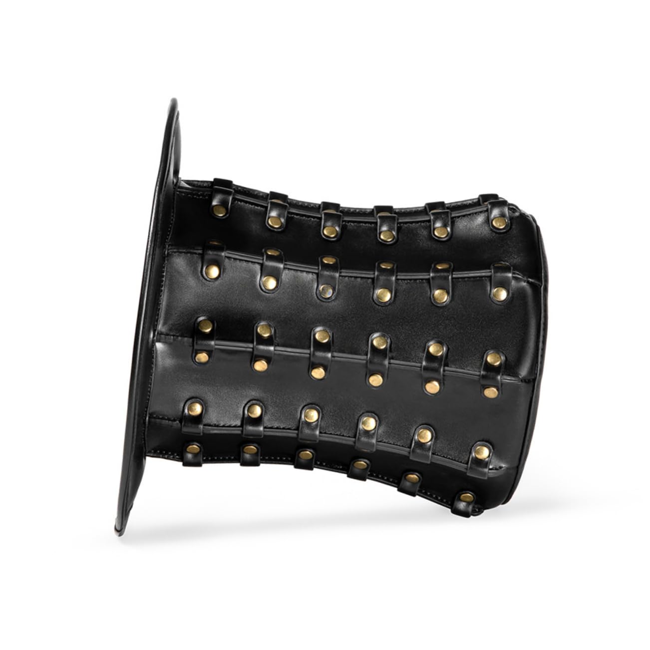 Punk Leder Hoher Zylinder Hut mit Nieten für Halloween Party Kinder Einfach zu Reinigen Schwarz Modisches Design für Lustige Auftritte