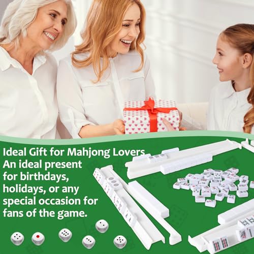 Wiooffen 4Pcs Mahjong All-in-One Racks with Pushers, Acrylic American Majiang Tile Holder, Modern Mah Jong Game Rack with Built-in Pushers, Easy Portable American Mahjong Accessories and Gifts(White) by Wiooffen - Used condition - Image 7
