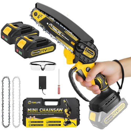 TOOLIFE 6inch Mini Chainsaw, Handheld Electric Battery Powered Chainsaw for Tree Cutting, Gardens Tool for Men Women Him Her, Mens Husband Dad for Boyfriend, Christmas Gifts for Stocking Stuffers