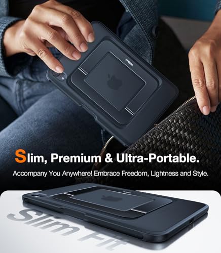 Image of TORRAS Ostand K1 Guardian for iPad mini 7 A17 Pro Case, iPad mini 6 Case with Pencil Holder, Ultra Stable Stand, Multiple Adjustable Viewing Angles, Slim Protective Kickstand iPad mini Case, Black