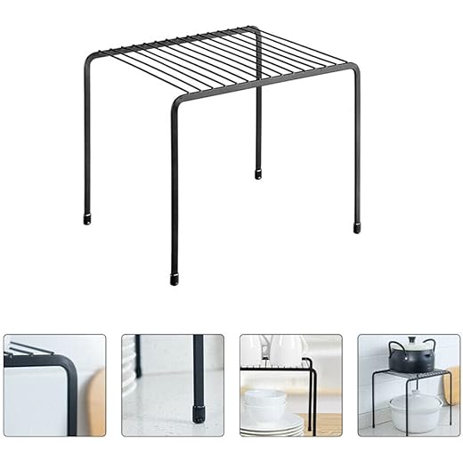 Breewell Iron Storage Shelf Organizer Rack - Black