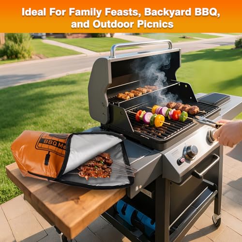 Image of BBQ Blanket for Resting Meat 20 Inch, Reusable Insulated Bag for Picnic Camping, Fits Large Brisket,Turkey, Ideal Gift for Men Dad Grill Masters BBQ Lovers Anniversary Birthday