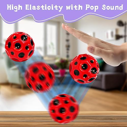Image of VGRASSP Super Bouncy Rubber Moon Ball Toy for Kids and Adults with Craters - High Bounce, Textured Grip, Perfect for Playtime Fun - Return Gift Foam Ball (Pack of 12) Multicolor