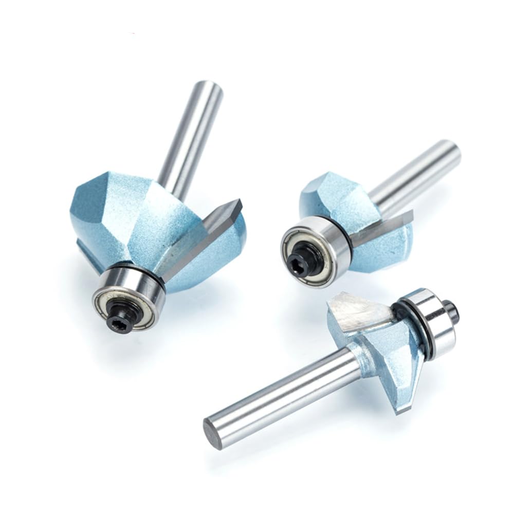 1/2" x 2", set di punte smussate per router con altezza di taglio di 45 gradi, frese per bordi in metallo duro per la lavorazione del legno, 1/2 o 1/4 gambo