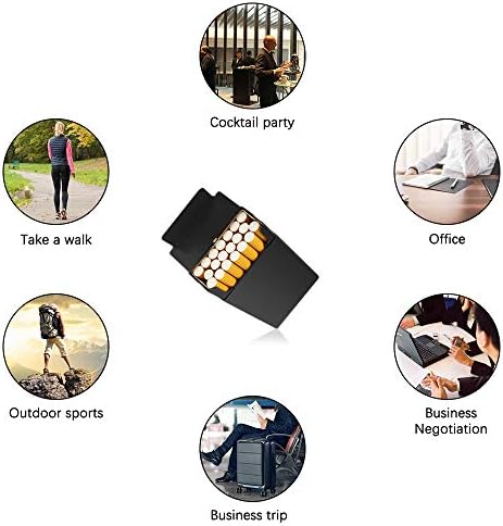 2Pcs Lightweight Aluminum Cigarette Case Holder, Metal Tobacco Box Case Holder, Portable Metal Cigarette Organizer with Magnetic Flip Top Closure (Black + Sliver)
