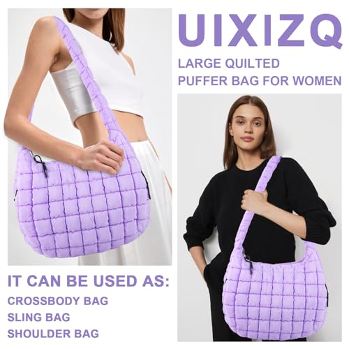Image of Quilted Puffer Tote Bag Purse Puffy Crossbody Shoulder Bag,Lightweight Nylon Hobo Bag Puffer Carryall Bag for Women Girl