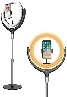 FACAZ Luce ad Anello con Supporto Luce per Selfie dimmerabile Luce ad Anello a LED ruotabile a 270 per Fotografia Video in Streaming Live di Trucco TikTok YoutubeNero