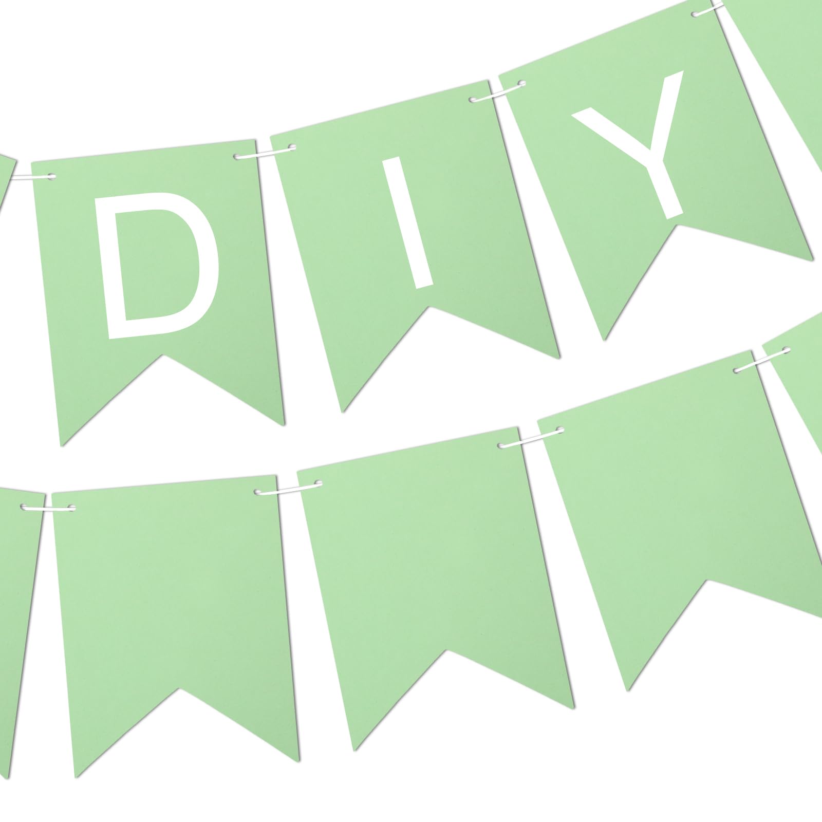 JarThenaAMCS 60Pcs Paper DIY Banner Flags Sage Green Swallowtail Banners Punch-Out Blank Customizable Paper Banner for School Classroom Decor Birthday Wedding Party Supplies, 4.5 x 6.5inch
