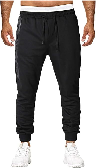 Amazon.com: Forthery - Pantalones deportivos para hombre, color sólido,  banda elástica, bolsillo, con cordón, pantalones de correr (negro, XXL\u003dEE.UU.  32-36) : Ropa, Zapatos y Joyería