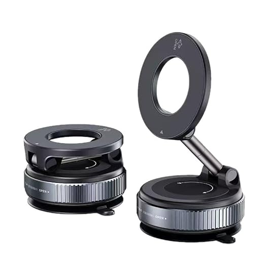 XUDEJUN Premium Magnetic Car Phone Mount Holder, Black, 360-Degree Rotating Dashboard Stand, Universal Vehicle Phone Dock