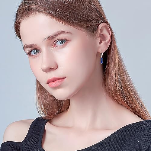 Turquoise/Black Onyx Earrings for Women Bar Leverback Earrings 925 Sterling Silver Turquoise/Black Onyx everback Dangle Earrings Turquoise/Black Onyx Jewelry for Prom Mother's Day3