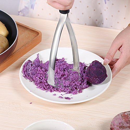 Potato Masher,GWCLEO Heavy Class Ricers in Thicker Stainless Steel of Mirror-Polished and Non-Welding,Potato Crusher with Soft-Grip and Non-Slip Silicone Handle,Food Press for Fruit and Vegetable