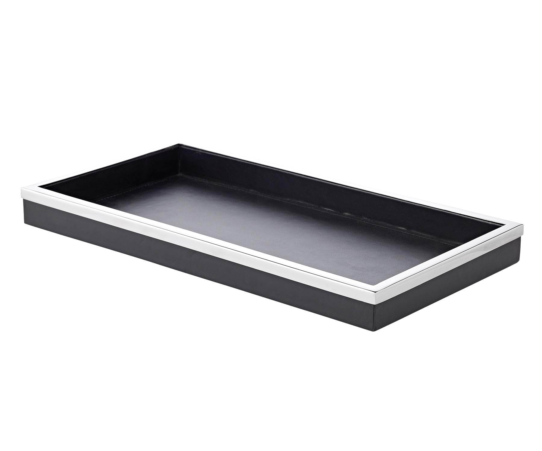 Bandeja Jake (38 x 20 cm), color negro, rectangular, acero con funda de piel sintética