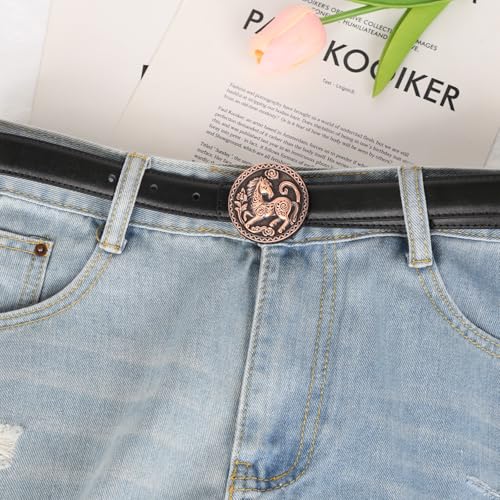 Image of Aurolran Women's Leather Belt with Buckle - Ideal for Dresses, Jeans, and Coats