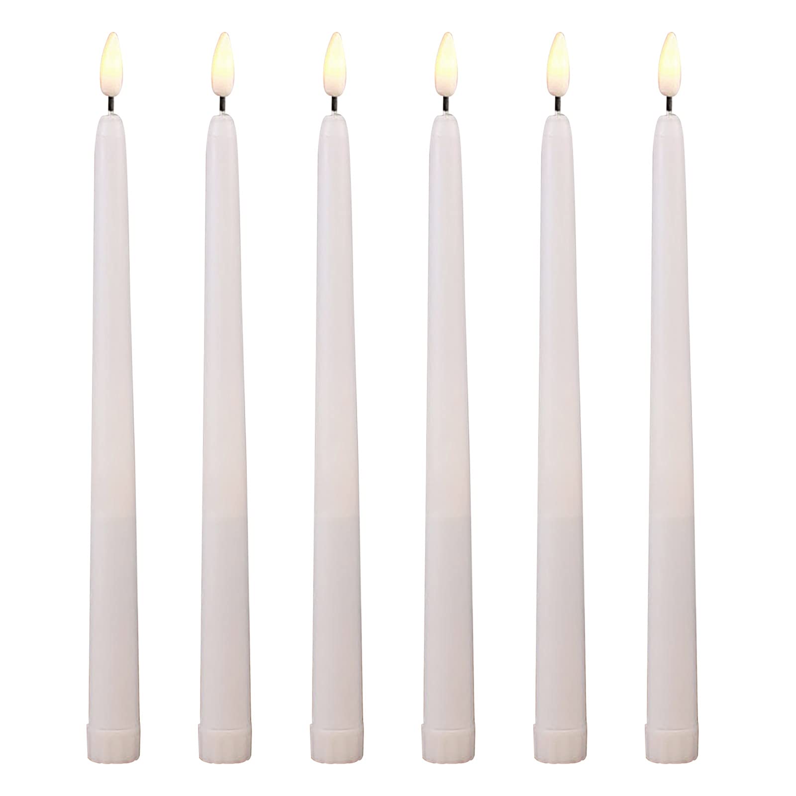 Betos LED Candle Light, Flameless Ivory Long Candles Taper Candles Window Candles Candle Lights for Home Wedding Halloween Dinner Holiday Decor (Pack of 6)